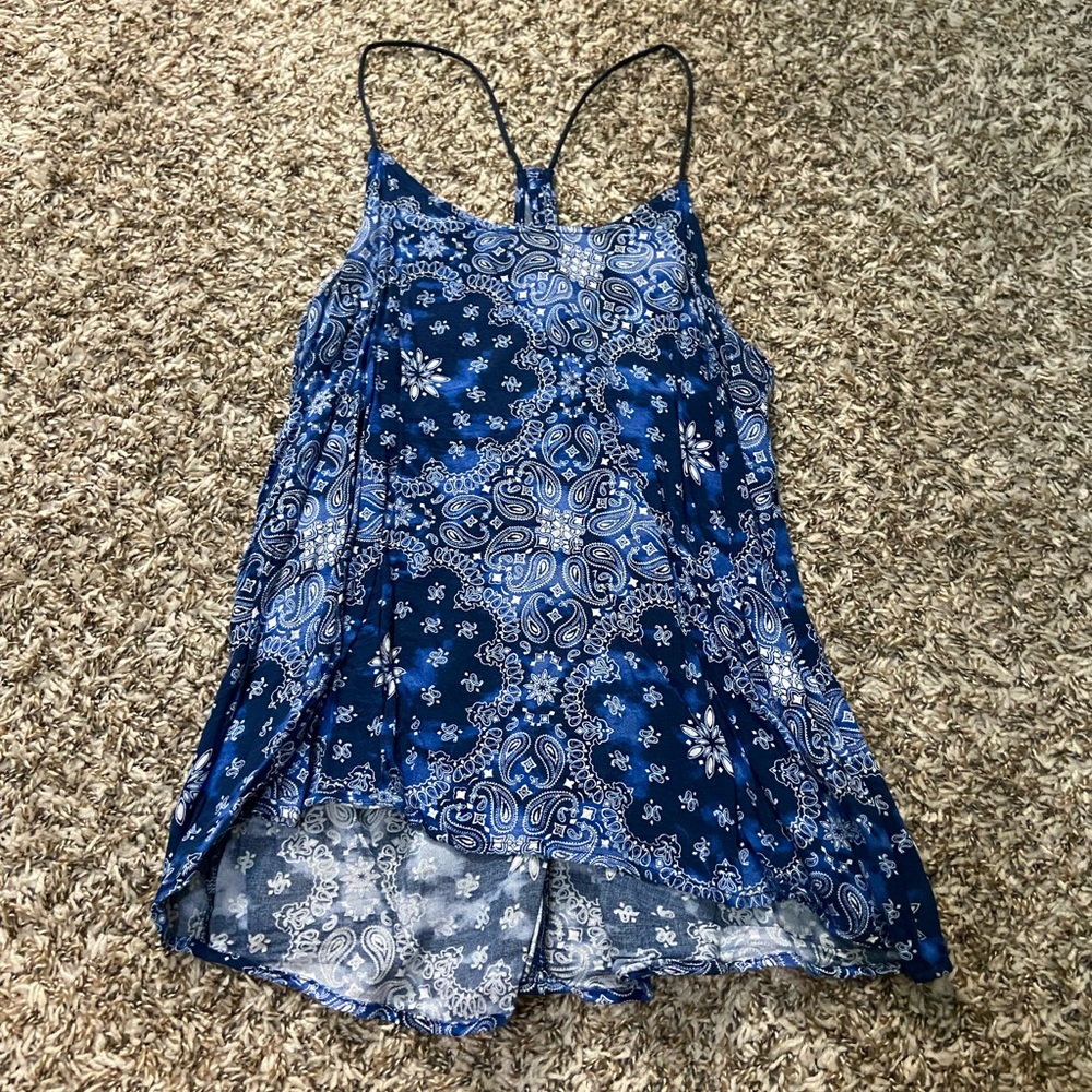 Blue Paisley Spaghetti Strap Tank